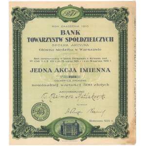 Bank Towarzystw Spółdzielczych, 500 zł 1929