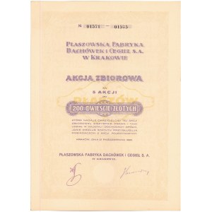 Płaszowska Fabryka Dachówek i Cegieł, 5x 200 zł 1926