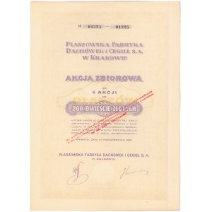 Płaszowska Fabryka Dachówek i Cegieł, 5x 200 zł 1926 - przewalutowana