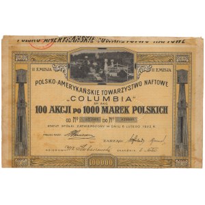 Polsko-Amerykańskie Tow. Naftowe Columbia, Em.2, 100x 1.000 mkp
