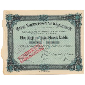 Bank Kredytowy w Warszawie, Em.10, 5x 1.000 mkp 1922