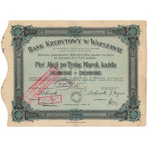 Bank Kredytowy w Warszawie, Em.9, 5x 1.000 mkp 1922