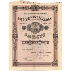 Bank Dyskontowy Warszawski, 5x 100 zł 1926
