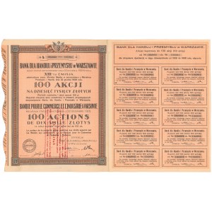 Bank dla Handlu i Przemysłu, Em.13, 100x 100 zł 1928