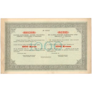 Galicyjsko-Bukowińskie Akc. Tow. Przemysłu Cukrowniczego w Przeworsku, 1.000 kr - blankiet