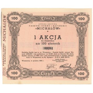 Fabryka Cukru i Rafinerji Michałów, 100 zł 1934