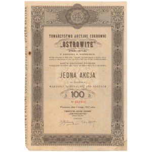 Tow. Akc. Cukrowni Ostrowite, 100 zł 1937
