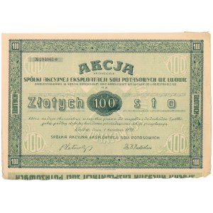 Spółka Akc. Eksploatacji Soli Potasowych, 100 zł 1929