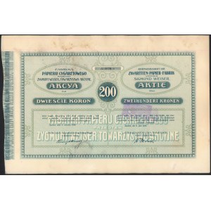 Fabryka Papieru Cygaretowego przedtem Zygmunt Weiser, 200 kr 1914
