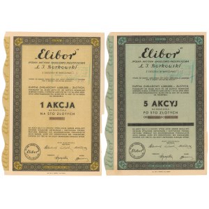 Elibor Sp. Akc. Handlowo-Przemysłowa..., 100 zł i 5x 100 zł 1934 (2szt)