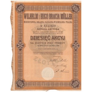 Wilhelm i Hugo Bracia Müller Marceryzownia, Bielarnia, Farbiarnia..., 10x 500 zł 1929