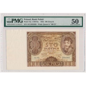 100 złotych 1932 - Ser.AO - dwie kreski w znaku wodnym 