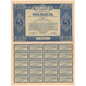 Premjowa Poż. Dolarowa 1931, Ser. III Obligacja na $5 - PEŁNY ARKUSZ