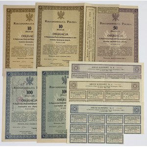 5% Pożyczka Konwersyjna 1924, Obligacje 10-100 zł (5szt)