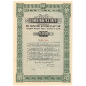  4% Pożyczka Konsolidacyjna 1936, Obligacja na 500 zł