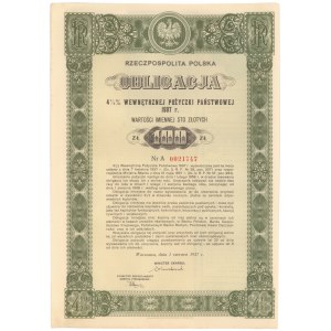 4.5% Pożyczka Wewnętrzna 1937, Obligacja na 100 zł, Seria A
