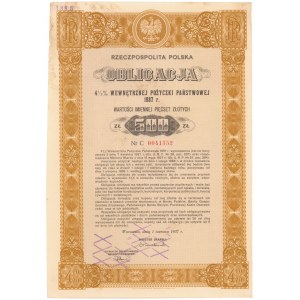4.5% Pożyczka Wewnętrzna 1937, Obligacja na 500 zł, Seria C - ciekawe kasowanie