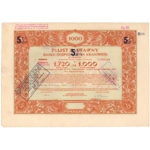 BGK, List zastawny na 1.000 franków 1933 (1.720 zł)