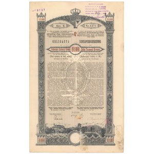 Lwów, Poż. Królestwa Galicyi i Lodomeryi... 1893 r. Obligacja na 10.000 kr