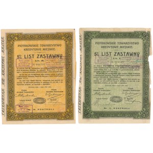 Piotrków, TKM, Listy zastawne 100 i 250 zł 1925 (2szt)