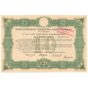 Poznań, PZK, List zastawny konwersyjny 1925 r. na 10 zł