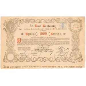 Lwów, Bank Krajowy, List zastawny 1.000 kr 1896