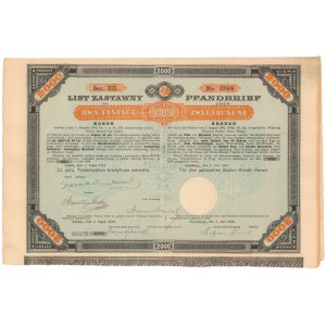 Lwów, Galicyjskie TKZ, List zastawny 2.000 kr 1893
