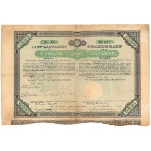 Lwów, Galicyjskie TKZ, List zastawny 1.000 kr 1907