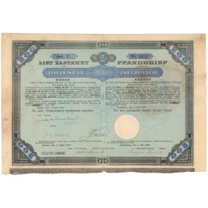 Lwów, Galicyjskie TKZ, List zastawny 200 kr 1893