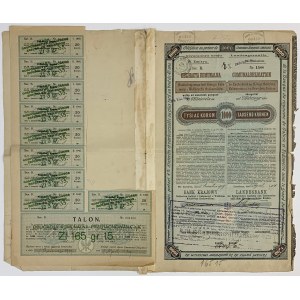 Lwów Bank krajowy 1909 r. Obligacja Komunalna 1.000 kr