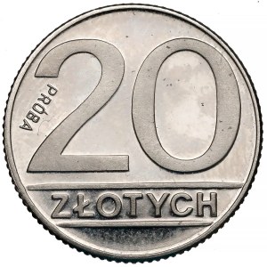 Próba NIKIEL 20 złotych 1989 - PRÓBA odwrotnie