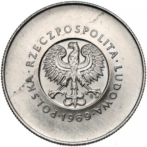 Próba NIKIEL 10 złotych 1969 XXV lat PRL - duże napisy