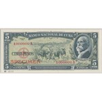 Kuba, 5 pesos 1958 SPECIMEN