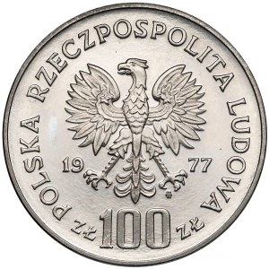 Próba NIKIEL 100 złotych 1977 Reymont - w lewo