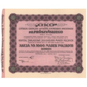 Oko Centralna Europejska Wytwórnia Kinematografu..., 1.000 mkp 1922