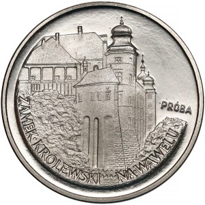 Próba NIKIEL 100 złotych 1977 Zamek na Wawelu - od boku