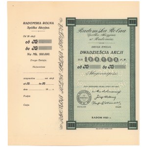 Radomska Rolna, Em.2, 20x 5.000 mkp 1923 - blankiet