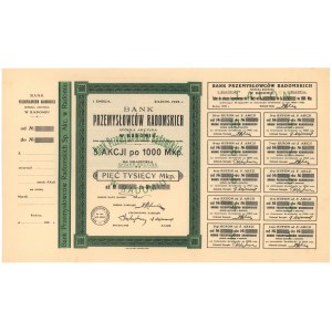 Bank Przemysłowców Radomskich, Em.1, 5x 1.000 mkp 1922 - blankiet