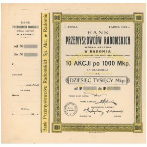 Bank Przemysłowców Radomskich, Em.2, 10x 1.000 mkp 1923 - blankiet