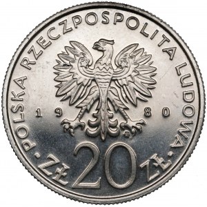 Próba NIKIEL 20 złotych 1980 Dar Pomorza - napis w otoku