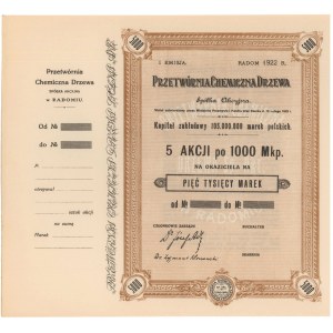 Przetwórnia Chemiczna Drzewa, Em.1, 5x 1.000 mkp 1922 - blankiet