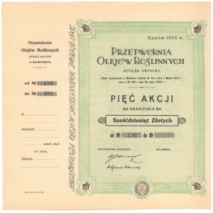Przetwórnia Olejów Roślinnych, 5x 12 zł 1926