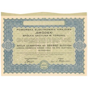 Pomorska Elektrownia Krajowa Gródek, 10 zł 1931 - ułamkowa
