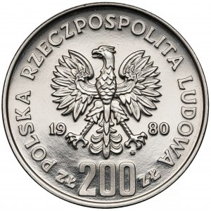 Próba NIKIEL 200 złotych 1980 Lake Placid - narciarz - ze zniczem