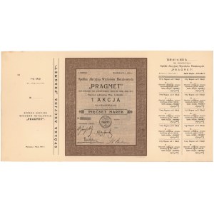 Pragmet Sp. Akc. Wyrobów Metalowych , Em.1, 500 mk 1921 - blankiet