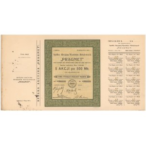 Pragmet Sp. Akc. Wyrobów Metalowych , Em.1, 5x 500 mk 1921 - blankiet