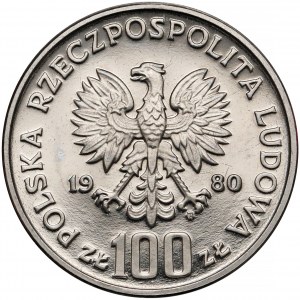 Próba NIKIEL 100 złotych 1980 Jan Kochanowski - mała głowa