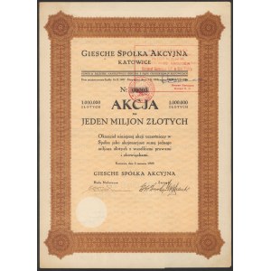 Giesche Sp. Akc. Katowice, 1 miljon zł 1929
