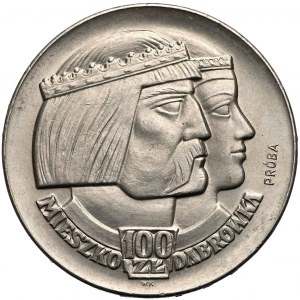 Próba NIKIEL 100 złotych 1966 Mieszko... głowy