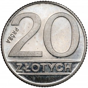 Próba NIKIEL 20 złotych 1989 - PRÓBA odwrotnie